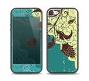 The Yellow Lace and Flower on Teal Skin Set for the iPhone 5-5s Skech Glow Case