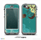 The Yellow Lace and Flower on Teal Skin for the iPhone 5c nüüd LifeProof Case