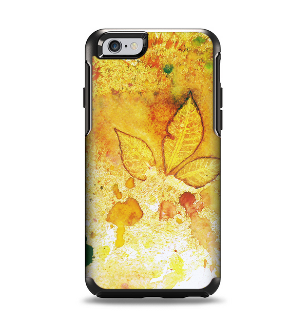 The Yellow Leaf-Imprinted Paint Splatter Apple iPhone 6 Otterbox Symmetry Case Skin Set