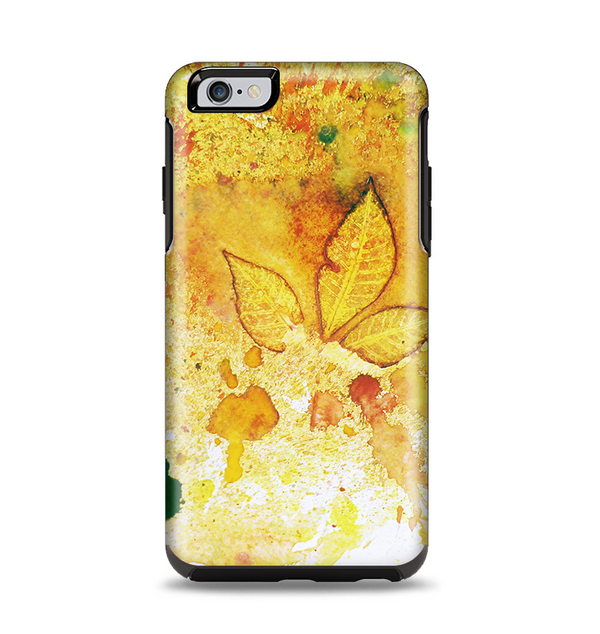 The Yellow Leaf-Imprinted Paint Splatter Apple iPhone 6 Plus Otterbox Symmetry Case Skin Set