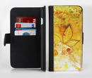 The Yellow Leaf-Imprinted Paint Splatter Ink-Fuzed Leather Folding Wallet Credit-Card Case for the Apple iPhone 6/6s, 6/6s Plus, 5/5s and 5c