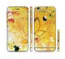 The Yellow Leaf-Imprinted Paint Splatter Sectioned Skin Series for the Apple iPhone 6s Plus
