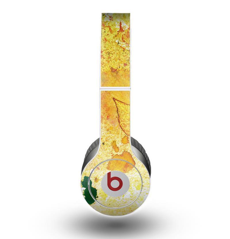 The Yellow Leaf-Imprinted Paint Splatter Skin for the Beats by Dre Original Solo-Solo HD Headphones