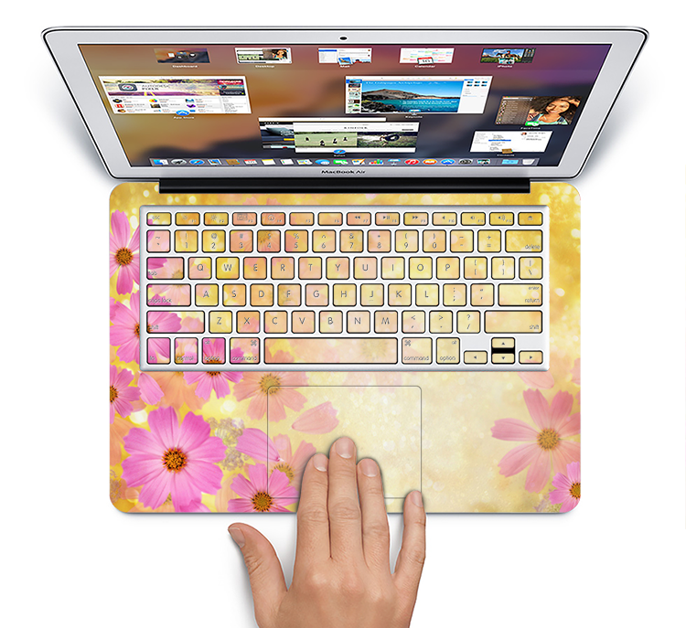 The Yellow & Pink Flowerland Skin Set for the Apple MacBook Pro 13" with Retina Display