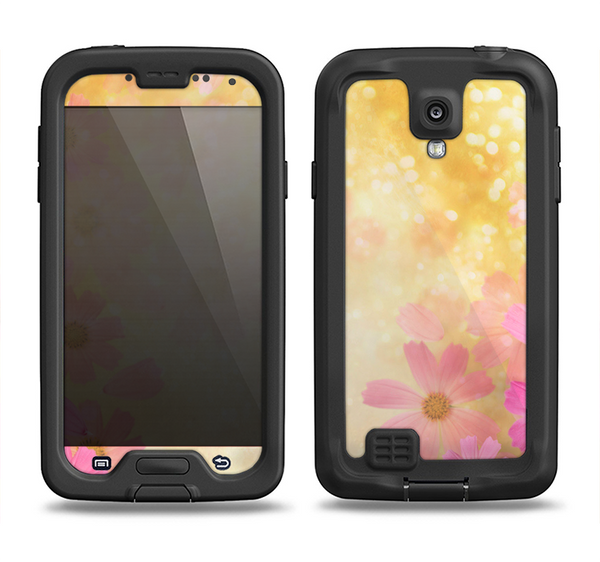 The Yellow & Pink Flowerland Samsung Galaxy S4 LifeProof Nuud Case Skin Set