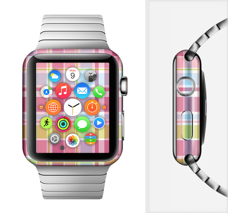 The Yellow & Pink Plaid Full-Body Skin Kit for the Apple Watch