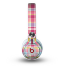 The Yellow & Pink Plaid Skin for the Beats by Dre Mixr Headphones