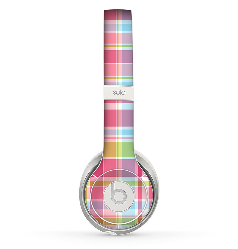 The Yellow & Pink Plaid Skin for the Beats by Dre Solo 2 Headphones