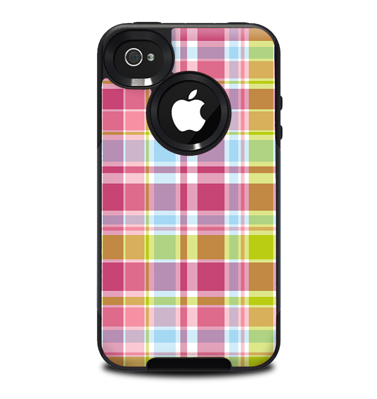 The Yellow & Pink Plaid Skin for the iPhone 4-4s OtterBox Commuter Case