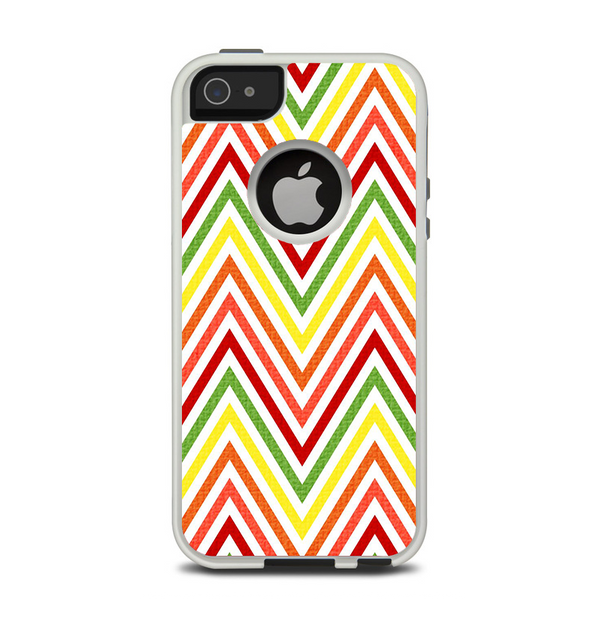 The Yellow & Red Vintage Chevron Pattern Apple iPhone 5-5s Otterbox Commuter Case Skin Set