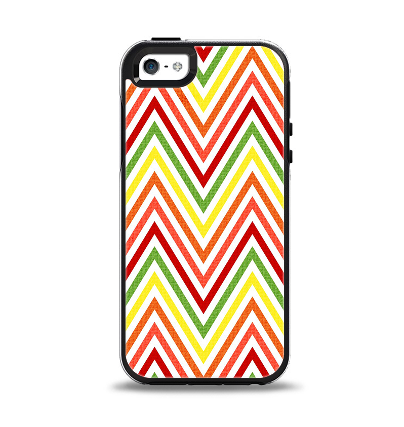 The Yellow & Red Vintage Chevron Pattern Apple iPhone 5-5s Otterbox Symmetry Case Skin Set