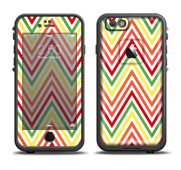 The Yellow & Red Vintage Chevron Pattern Apple iPhone 6/6s Plus LifeProof Fre Case Skin Set