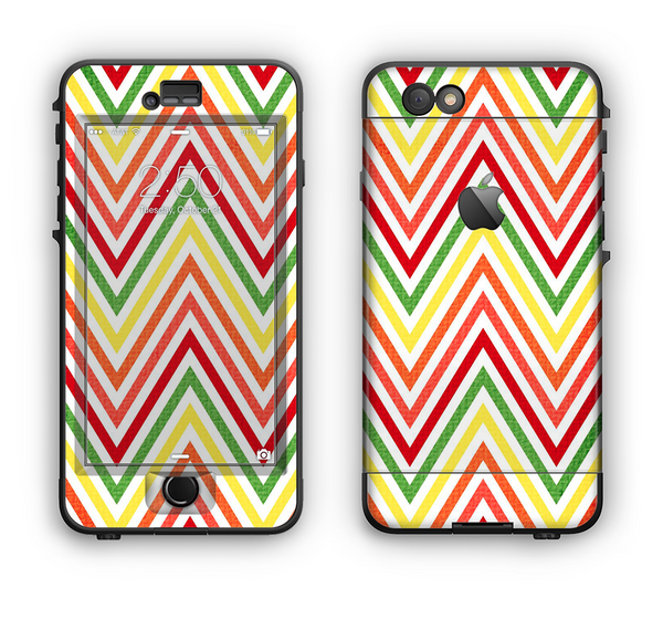 The Yellow & Red Vintage Chevron Pattern Apple iPhone 6 LifeProof Nuud Case Skin Set