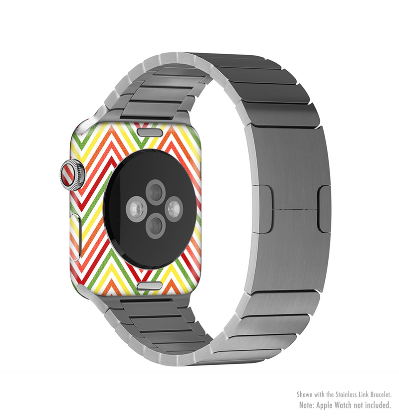 The Yellow & Red Vintage Chevron Pattern Full-Body Skin Kit for the Apple Watch