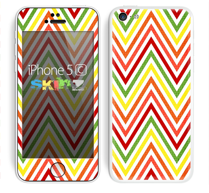 The Yellow & Red Vintage Chevron Pattern Skin for the Apple iPhone 5c