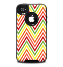 The Yellow & Red Vintage Chevron Pattern Skin for the iPhone 4-4s OtterBox Commuter Case