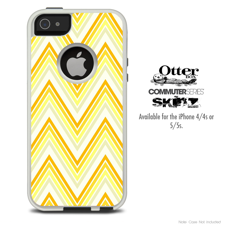 The Yellow Sharp Chevron Pattern Skin For The iPhone 4-4s or 5-5s Otterbox Commuter Case