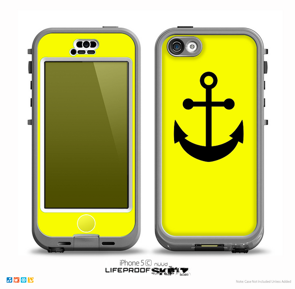 The Yellow & Solid Black Anchor Silhouette Skin for the iPhone 5c nüüd LifeProof Case