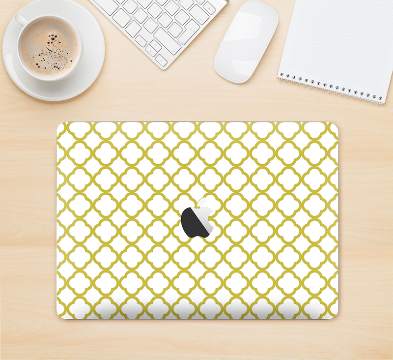 The Yellow & White Seamless Morocan Pattern V2 Skin Kit for the 12" Apple MacBook (A1534)