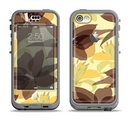 The Yellow and Brown Pastel Flowers Apple iPhone 5c LifeProof Nuud Case Skin Set
