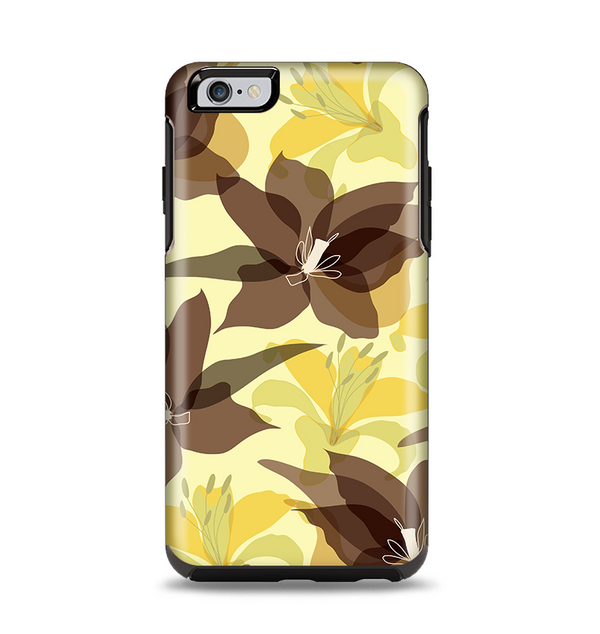 The Yellow and Brown Pastel Flowers Apple iPhone 6 Plus Otterbox Symmetry Case Skin Set
