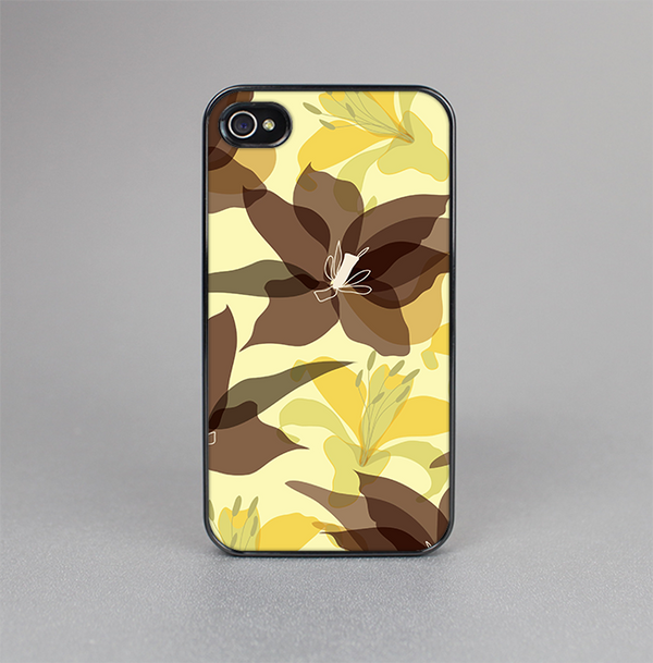 The Yellow and Brown Pastel Flowers Skin-Sert for the Apple iPhone 4-4s Skin-Sert Case