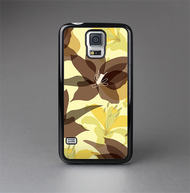 The Yellow and Brown Pastel Flowers Skin-Sert Case for the Samsung Galaxy S5