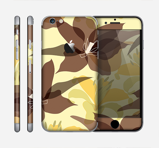 The Yellow and Brown Pastel Flowers Skin for the Apple iPhone 6