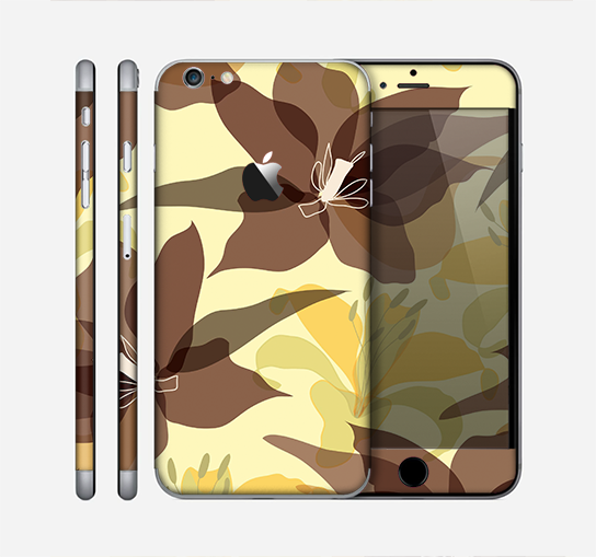 The Yellow and Brown Pastel Flowers Skin for the Apple iPhone 6 Plus