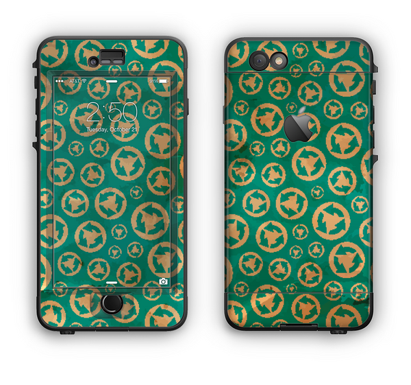 The Yellow and Green Recycle Pattern Apple iPhone 6 LifeProof Nuud Case Skin Set