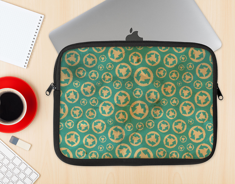The Yellow and Green Recycle Pattern Ink-Fuzed NeoPrene MacBook Laptop Sleeve
