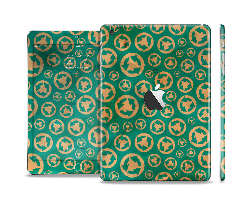 The Yellow and Green Recycle Pattern Skin Set for the Apple iPad Mini 4