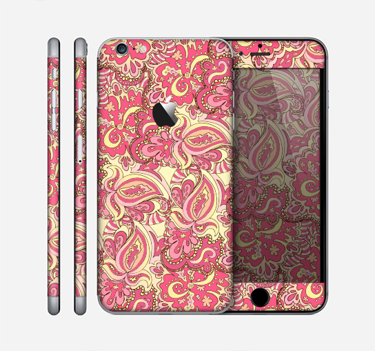The Yellow and Pink Paisley Floral Skin for the Apple iPhone 6 Plus
