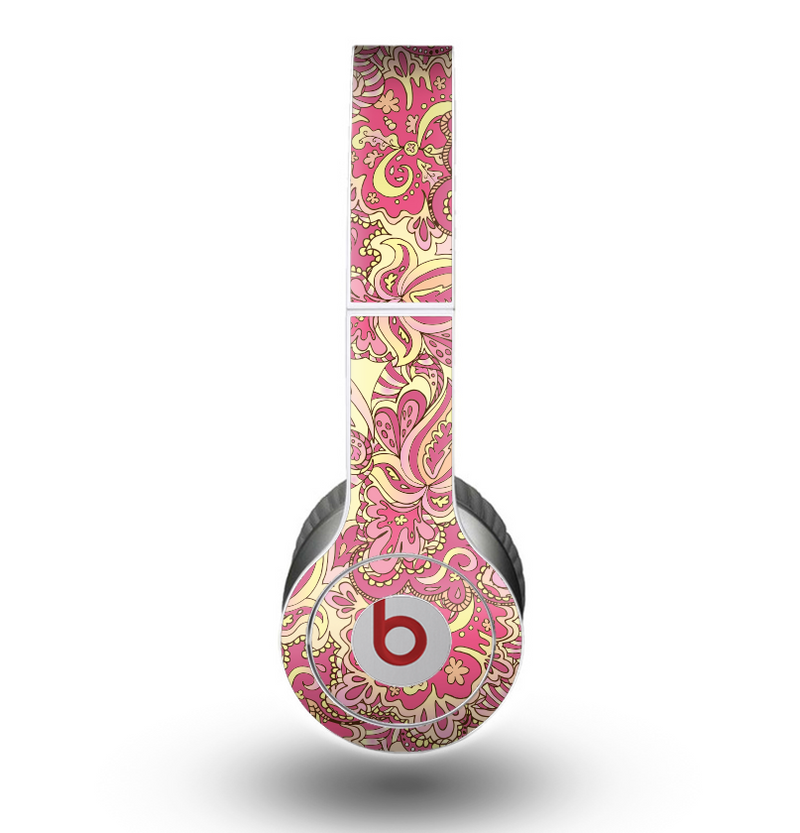 The Yellow and Pink Paisley Floral Skin for the Beats by Dre Original Solo-Solo HD Headphones