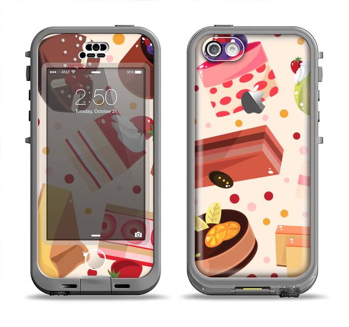 The Yummy Dessert Pattern Apple iPhone 5c LifeProof Nuud Case Skin Set