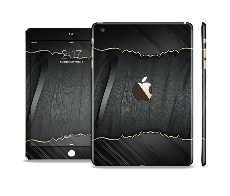 The Zig Zag Gray Wood Grain Full Body Skin Set for the Apple iPad Mini 3