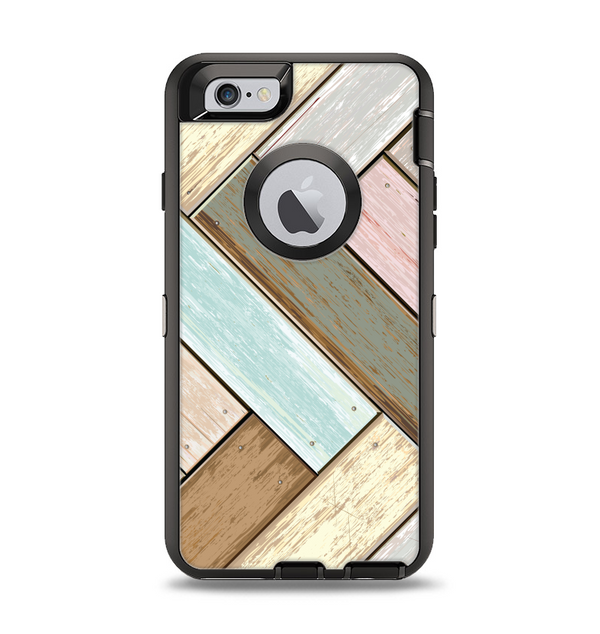 The Zigzag Vintage Wood Planks Apple iPhone 6 Otterbox Defender Case Skin Set