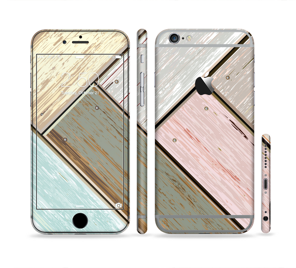 The Zigzag Vintage Wood Planks Sectioned Skin Series for the Apple iPhone 6 Plus
