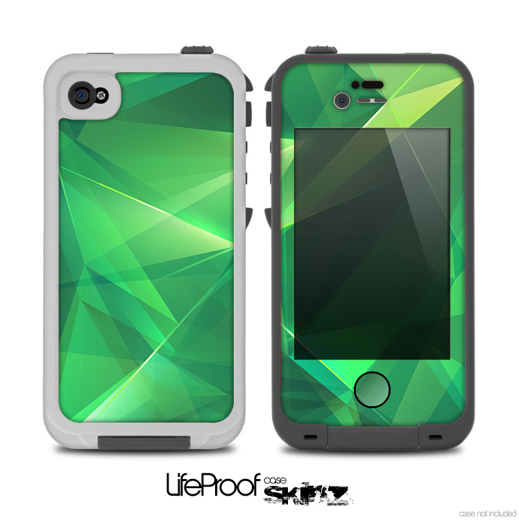The Vector Shiny Green Crystal Pattern Skin for the iPhone 4-4s LifeProof Case