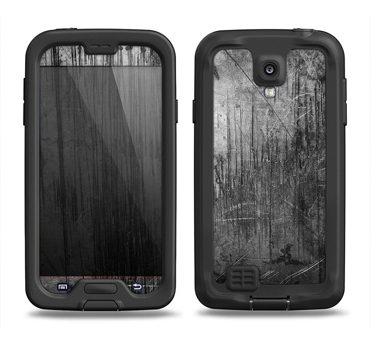 The Grunge Scratched Metal Samsung Galaxy S4 LifeProof Nuud Case Skin Set