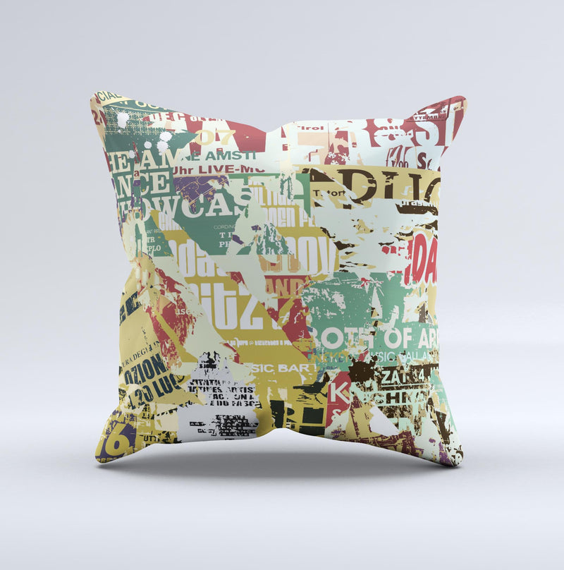 Torn Magazine Collage ink-Fuzed Decorative Throw Pillow