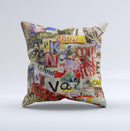 Torn Newspaper Letter Collage V2 ink-Fuzed Decorative Throw Pillow