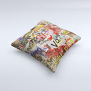 Torn Newspaper Letter Collage V2 ink-Fuzed Decorative Throw Pillow