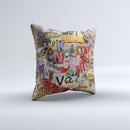 Torn Newspaper Letter Collage V2 ink-Fuzed Decorative Throw Pillow