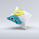 Tower of Highlighted Cartoon Birds Ink-Fuzed Decorative Throw Pillow