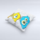 Tower of Highlighted Cartoon Birds Ink-Fuzed Decorative Throw Pillow