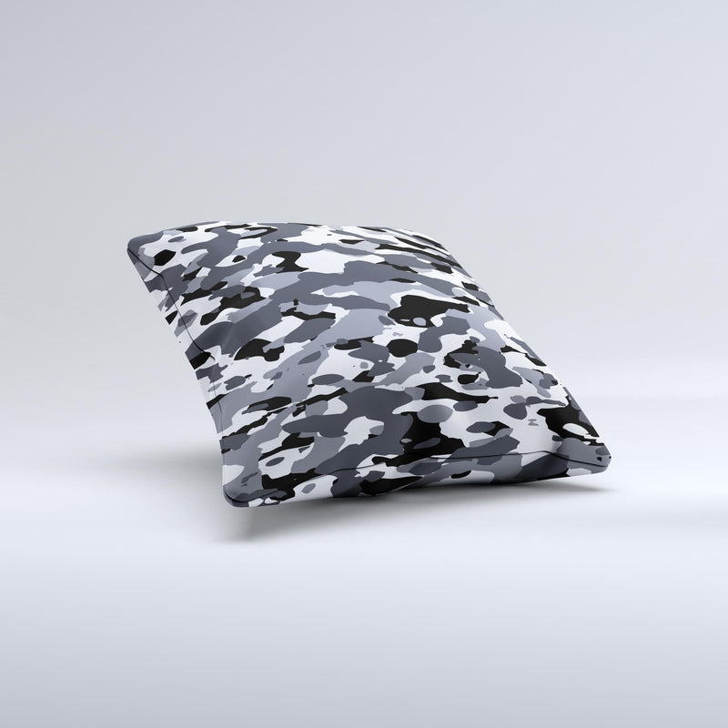 Traditional Black & White Camo Ink-Fuzed Decorative Throw Pillow
