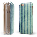 Transparent Clouds on Navy and Teal Verticle Stripes iPhone 6/6s or 6/6s Plus 2-Piece Hybrid INK-Fuzed Case