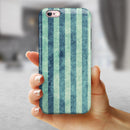 Transparent Clouds on Navy and Teal Verticle Stripes iPhone 6/6s or 6/6s Plus 2-Piece Hybrid INK-Fuzed Case