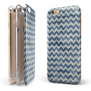Transparent Clouds over Navy and Blue Chevron iPhone 6/6s or 6/6s Plus 2-Piece Hybrid INK-Fuzed Case
